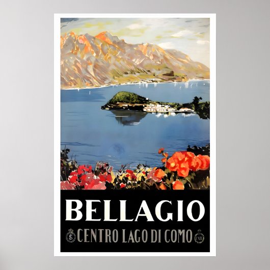Meer van Como Bellagio Vintage Italiaanse POSTER P (Voorkant)