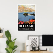 Meer van Como Bellagio Vintage Italiaanse POSTER P (Thuiskantoor)
