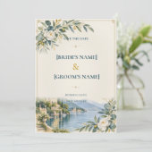 Meer van Como | Elegant Blauw & Goud Save The Date (Staand voorkant)