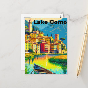 Meer van Como Italië Ansichtkaart, Italië Reis Ans Briefkaart