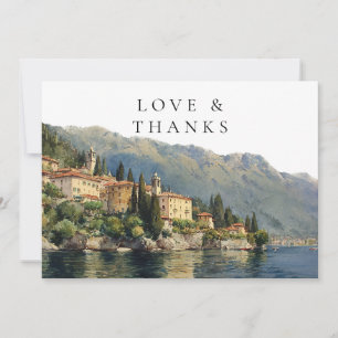 Meer van Como Italië Aquarel Trouwfoto Bedankkaart