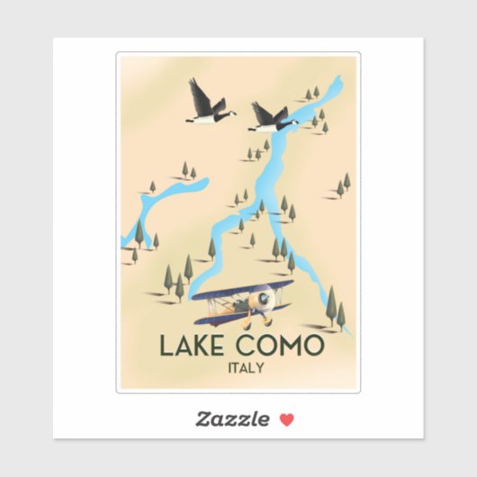 Meer van Como Italië Kaart Reisposter Sticker (Vel)
