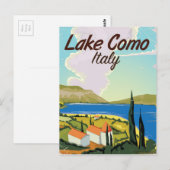 Meer van Como Italië reisposter Briefkaart (Voorkant / Achterkant)