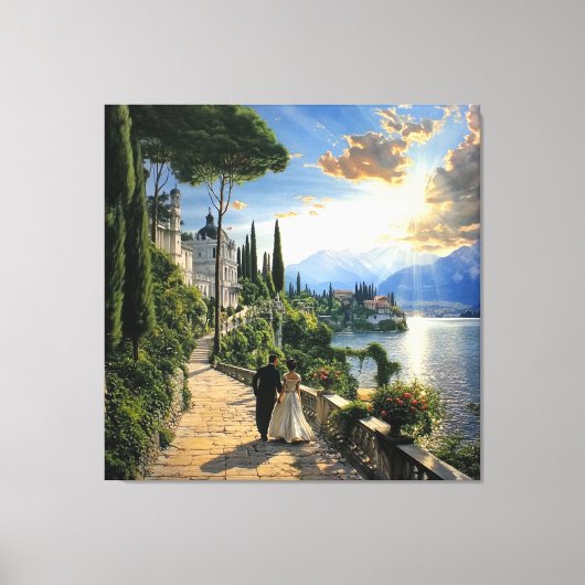 Meer van Como Italië Romantisch Canvas Wand Kunst Afdruk (Voorkant)
