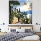 Meer van Como Italië Romantisch Canvas Wand Kunst Afdruk (Insitu (Slaapkamer))