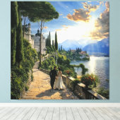 Meer van Como Italië Romantisch Canvas Wand Kunst Afdruk (Insitu (Houten vloer))