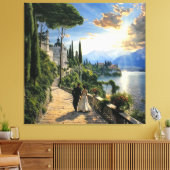 Meer van Como Italië Romantisch Canvas Wand Kunst Afdruk (Insitu (Woonkamer))