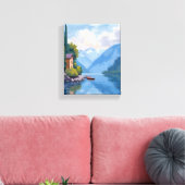 Meer van Como, Italië Schilderkunst Canvas Afdruk (Insitu (Woonkamer))