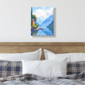 Meer van Como, Italië Schilderkunst Canvas Afdruk (Insitu (Slaapkamer))