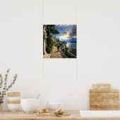 Meer van Como Italië vierkant reisposter Kunst Poster (Keuken)