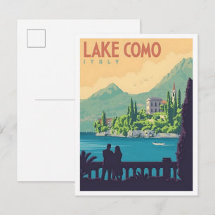 Meer van Como Italië Vintage Kunst Reizen Briefkaart