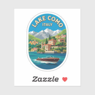 Meer van Como Italië Vintage Reis Kunst Sticker