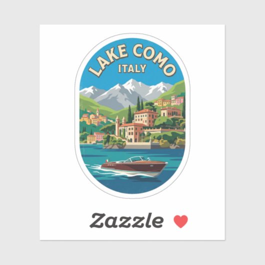 Meer van Como Italië Vintage Reis Kunst Sticker (Vel)