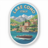 Meer van Como Italië Vintage Reis Kunst Sticker (Voorkant)