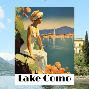 Meer van Como Italië Vintage Reis Romantisch Meers Briefkaart