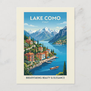 Meer van Como Italië Vintage Reisposter Kunst Briefkaart