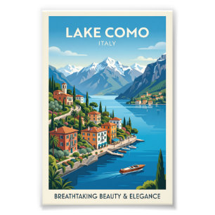 Meer van Como Italië Vintage Reisposter Kunst Foto Afdruk