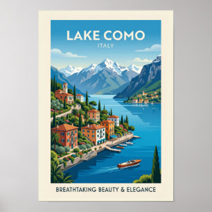 Meer van Como Italië Vintage Reisposter Kunst Poster