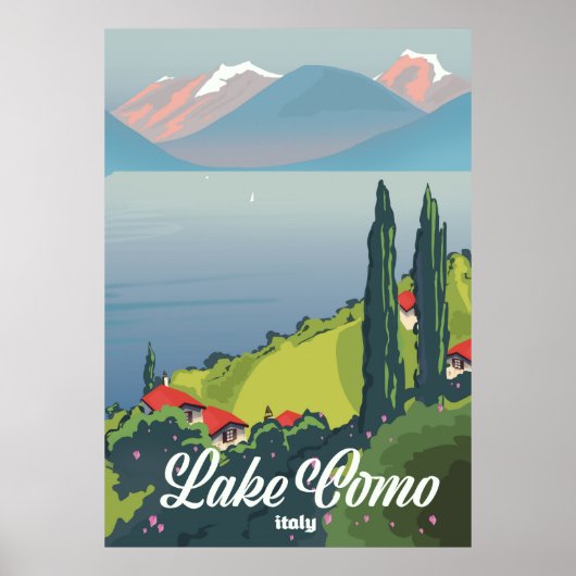 Meer van Como Italië vintage reisposter Poster (Voorkant)
