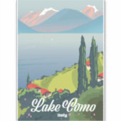 Meer van Como Italië vintage reisposter Sticker (Voorkant)