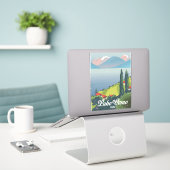 Meer van Como Italië vintage reisposter Sticker (Laptop op bureau)