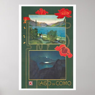 Meer van Como Lombardije Italië Vintage Reisposter Poster