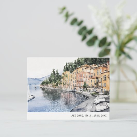 Meer van Como Noord-Italië Aquarel Italiaanse Reis Briefkaart (Staand voorkant)