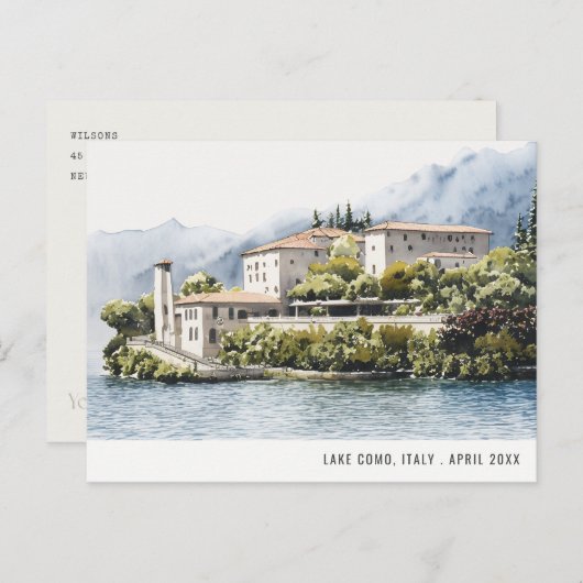 Meer van Como Noord-Italië Aquarel Italiaanse Reis Briefkaart (Voorkant / Achterkant)