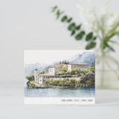 Meer van Como Noord-Italië Aquarel Italiaanse Reis Briefkaart (Staand voorkant)
