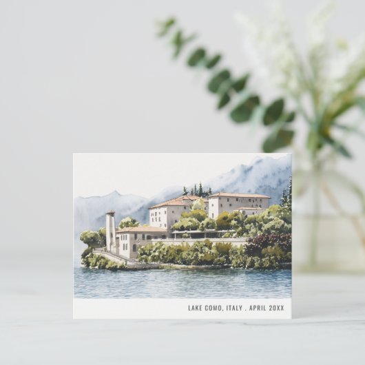 Meer van Como Noord-Italië Aquarel Italiaanse Reis Briefkaart (Staand voorkant)