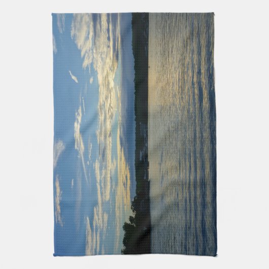 Meer van de Ozarks Blue Sunset Theedoek (Verticaal)