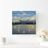 Meer van de Ozarks Blue Sunset Vierkante Klok (Huis)