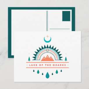 Meer van de Ozarks Boho regenboog maan Briefkaart