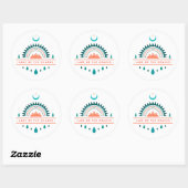 Meer van de Ozarks Boho regenboog maan Ronde Sticker (Vel)