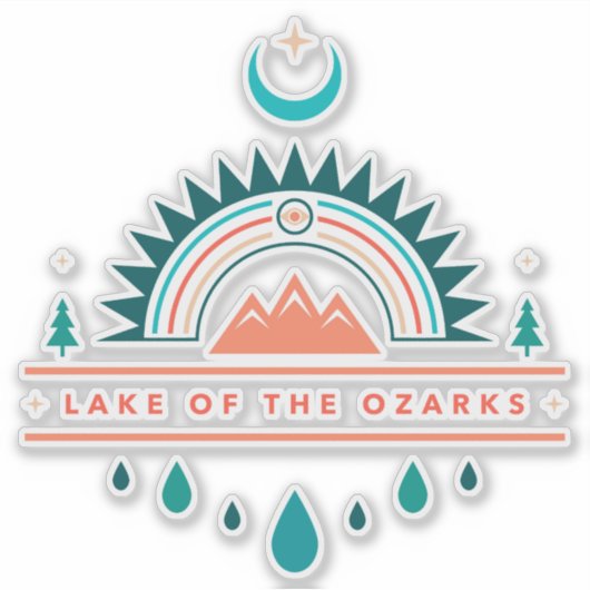 Meer van de Ozarks Boho regenboog maan Sticker (Voorkant)