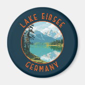 Meer van Eibsee Duitsland Retro Distress Circle Magneet (Voorkant)