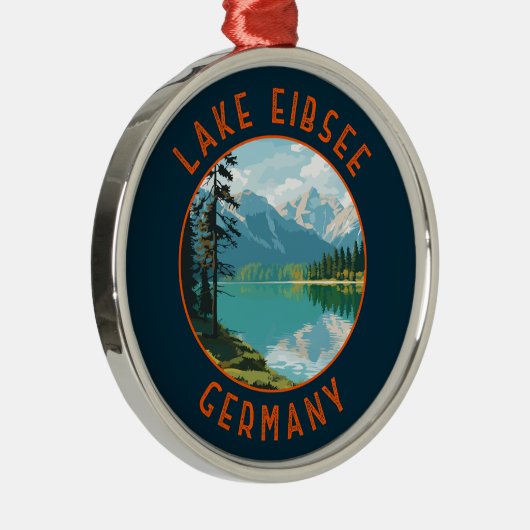 Meer van Eibsee Duitsland Retro Distress Circle Metalen Ornament (Rechts)