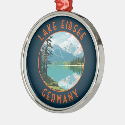 Meer van Eibsee Duitsland Retro Distress Circle Metalen Ornament (Links)