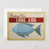 Meer van Erie Blue Fish Vintage Travel Briefkaart (Voorkant / Achterkant)