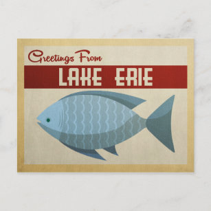 Meer van Erie Blue Fish Vintage Travel Briefkaart