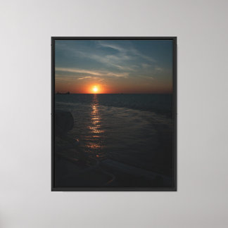 Meer van Erie Mooie Zonsondergang Uitgerekte Canva Canvas Afdruk