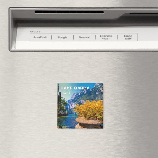 Meer van Garda en geelbloem Magneet (Insitu (Vaatwasser))