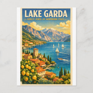 Meer van Garda, Italië, in klassieke retro-stijl Briefkaart