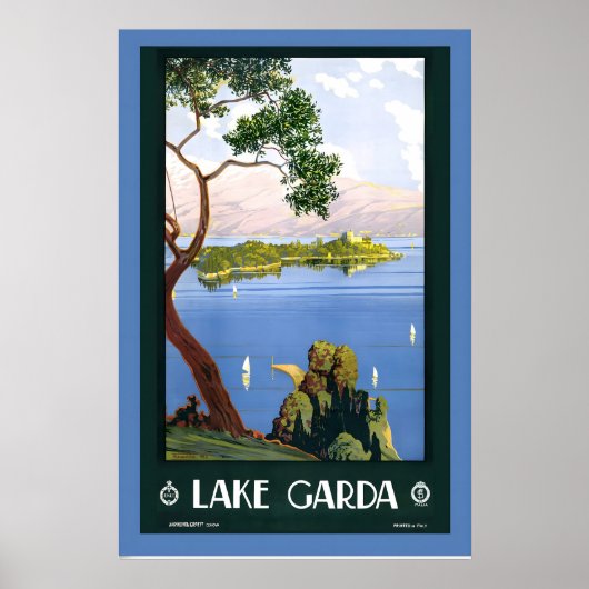 Meer van Garda Italië Vintage Reisposter Print (Voorkant)