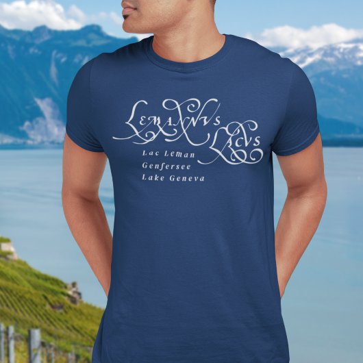 Meer van Genève Lac Leman  Latijnse tekst T-shirt