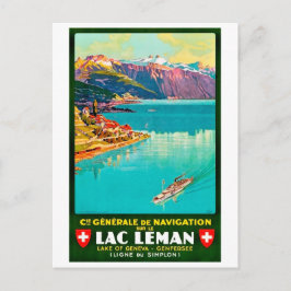 Meer van Genève, luchtzicht, Zwitserland, vintage Briefkaart