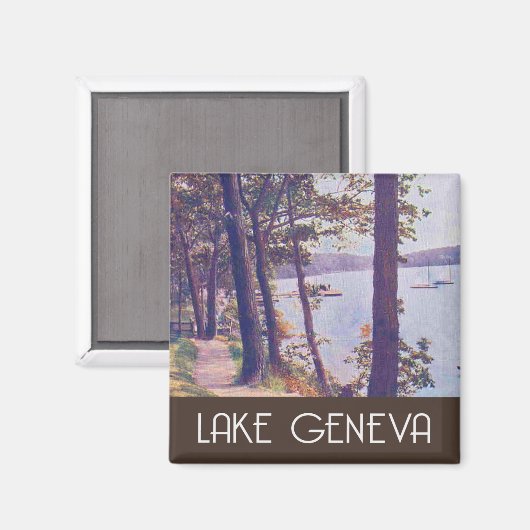 Meer van Genève,  plaats Wisconsin Magneet (Voorkant / Achterkant)