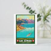 meer van Genève, uitzicht, Zwitserland, vintage Briefkaart (Staand voorkant)