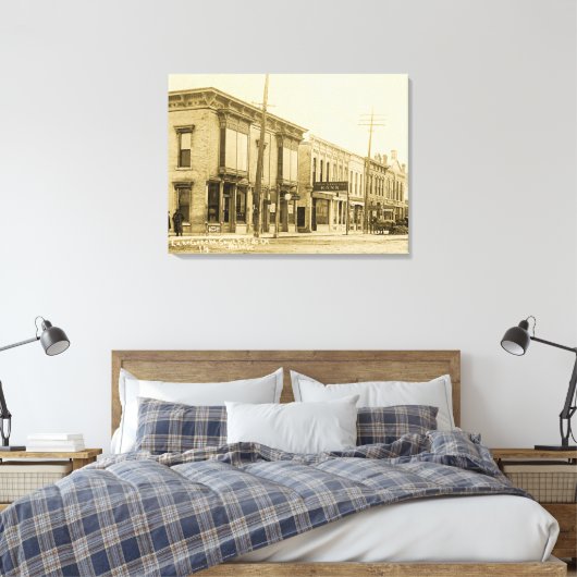 Meer van Genève Wisconsin 1910 South Side Main Str Canvas Afdruk (Insitu (Slaapkamer))
