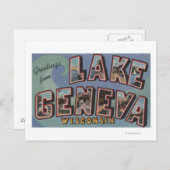 Meer van Genève, Wisconsin - Grote letterscènes Briefkaart (Voorkant / Achterkant)